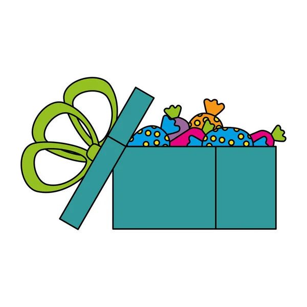Caixa de presente presente com doces —  Vetores de Stock