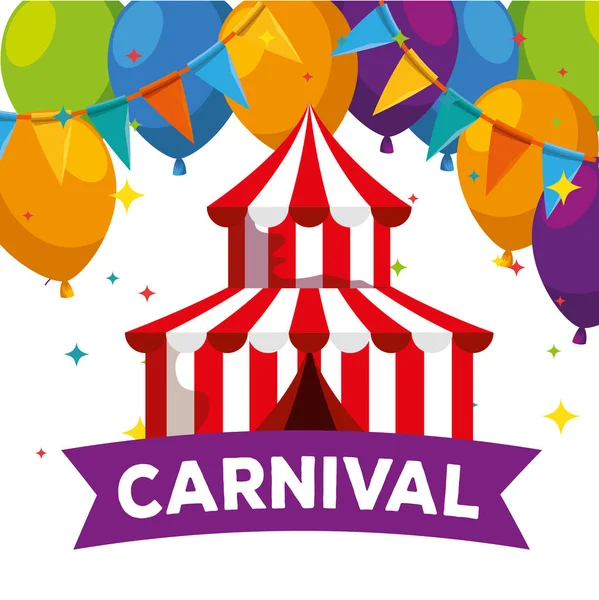 Carnaval de circo com balões e decoração de banner de festa para festival —  Vetores de Stock