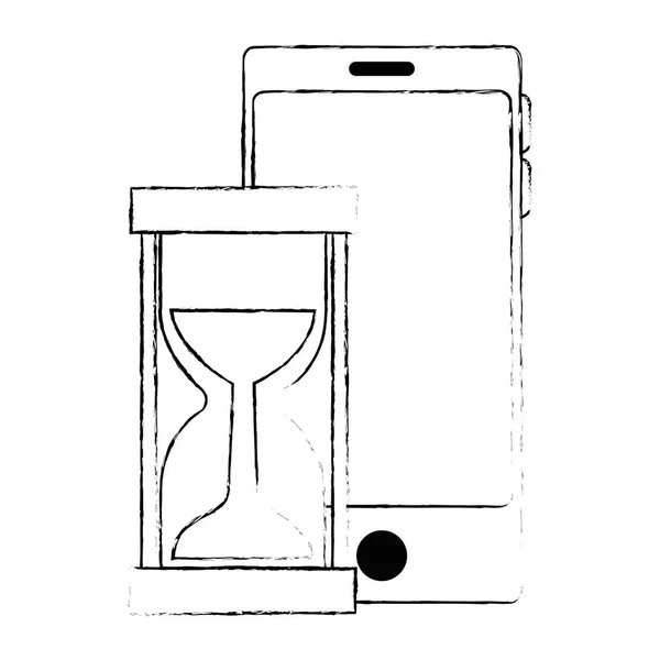모래 시계 아이콘 스마트 폰 — 스톡 벡터