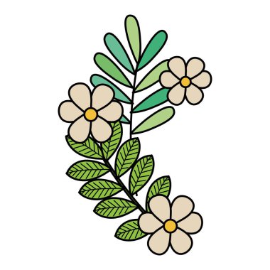 çiçek ve yapraklar dekoratif simgesi