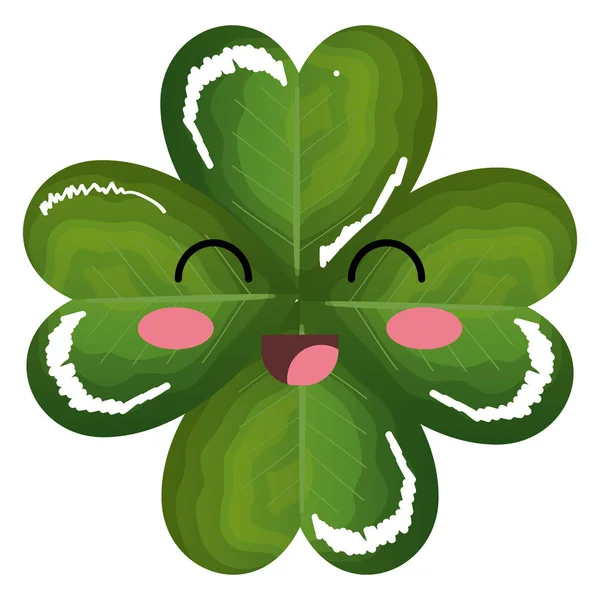 Saint patrick trèfle kawaii caractère — Image vectorielle