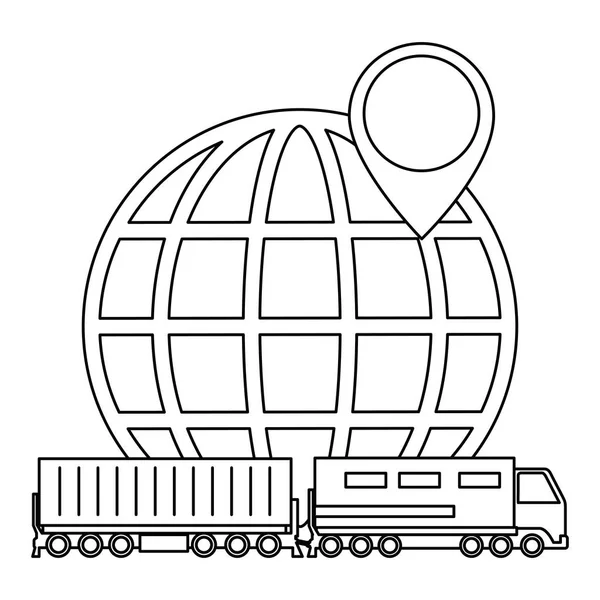 Kereta kargo dengan layanan logistik planet - Stok Vektor