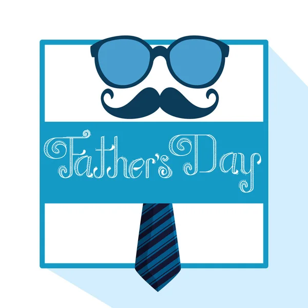 Emblem card with glasses and mustache to fathers day — Stock Vector