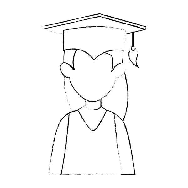 Vrouw studenten afgestudeerd avatar karakter — Stockvector