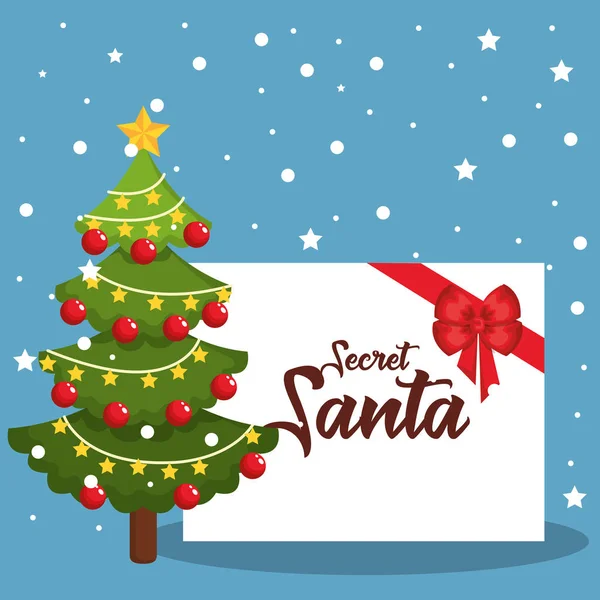 Feliz cartão de árvore de Natal — Vetor de Stock