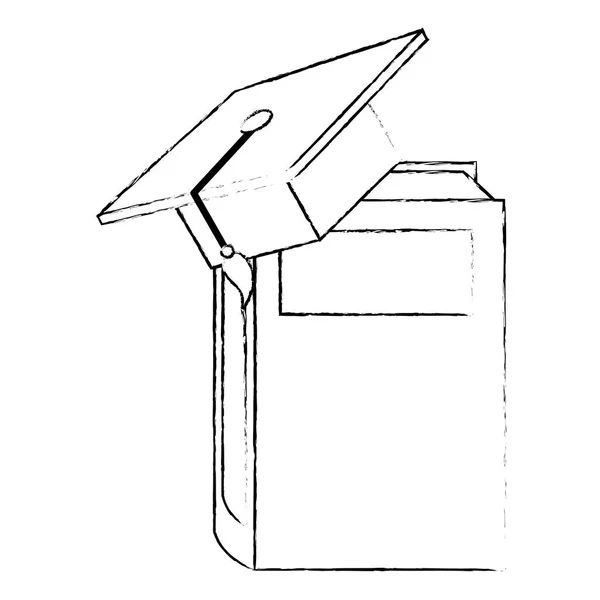 带帽子毕业的课本 — 图库矢量图片