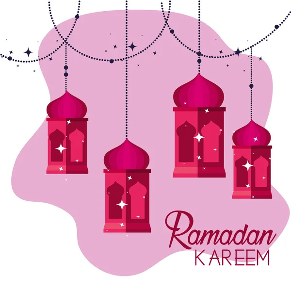 Ramazan Kareem din asılı lambalar — Stok Vektör