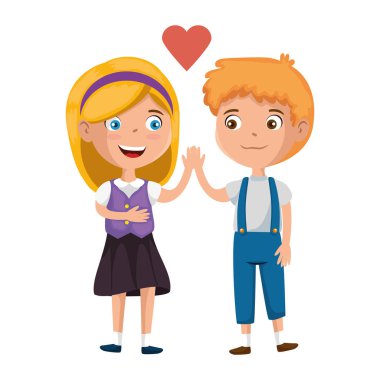 kalp karakterleri ile küçük çocuk çift