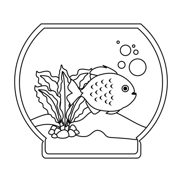 Ciotola dell'acquario con colori pesci — Vettoriale Stock