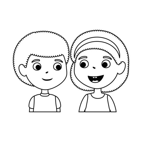 Niños pequeños pareja personajes — Vector de stock