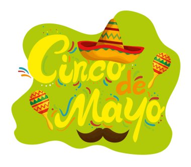 olay için maracas ve bıyık ile Mexican gitar