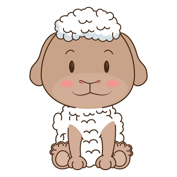 Sevimli ve sevimli koyun karakteri — Stok Vektör