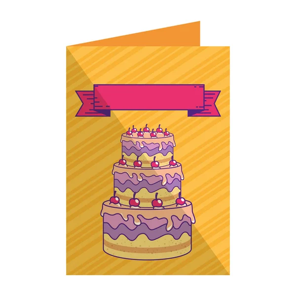 Karta urodzinowa z celebracją ciasta — Wektor stockowy