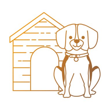 ahşap ev karakteri ile sevimli köpek ırkı