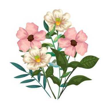 Güzel çiçekler ve yapraklar.