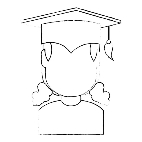 Kvinna student examen avatar tecken — Stock vektor