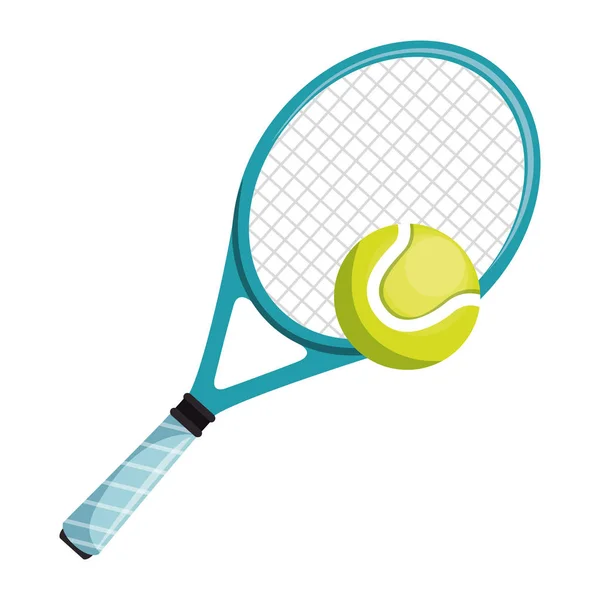 Tennis racket en bal geïsoleerde pictogram — Stockvector