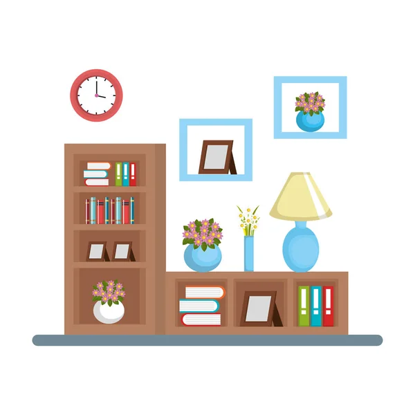 Library room with shelving place — Stock Vector