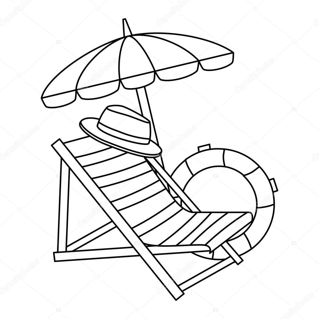 beach chair with umbrella and float