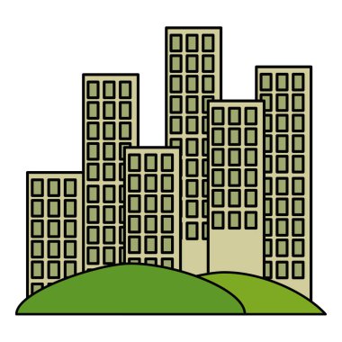 Cityscape binalar sahne simgeler