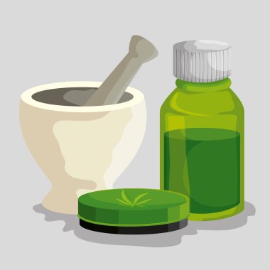 merhem ve taş taşlama kırıcı ile esrar tıp şişesi