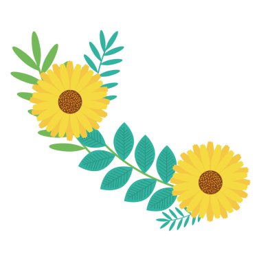 çiçek ve yapraklar dekoratif simgesi