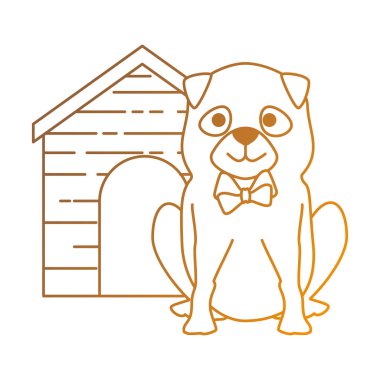 ahşap ev karakteri ile sevimli köpek ırkı