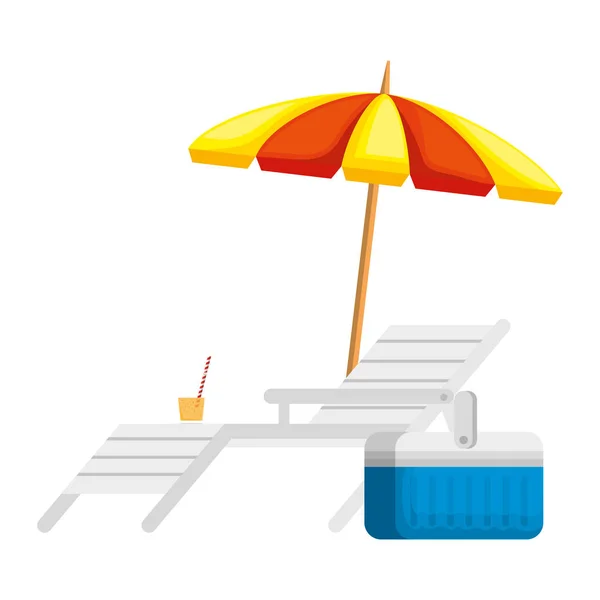 Пляжный стул с зонтиком — стоковый вектор