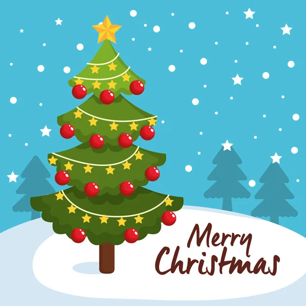Feliz tarjeta del árbol de Navidad — Vector de stock
