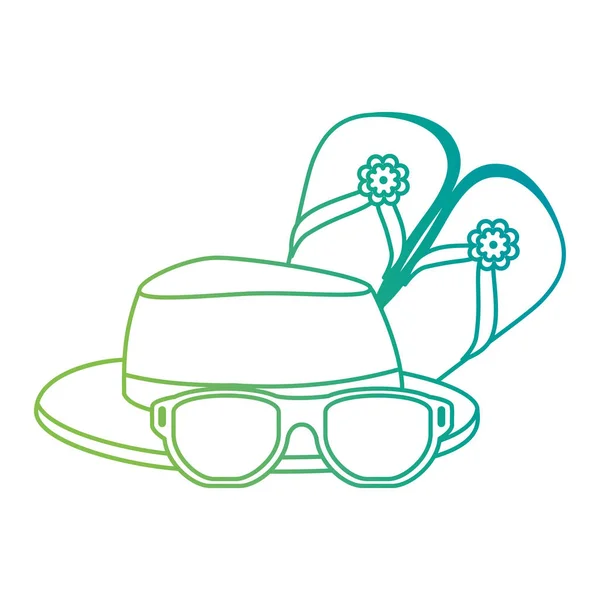 Tongs avec lunettes de soleil et chapeau — Image vectorielle