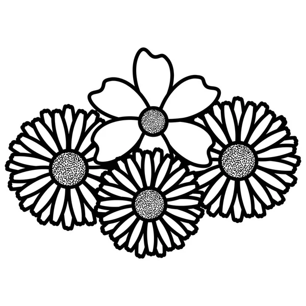 Fleurs et feuilles jardin décoratif — Image vectorielle
