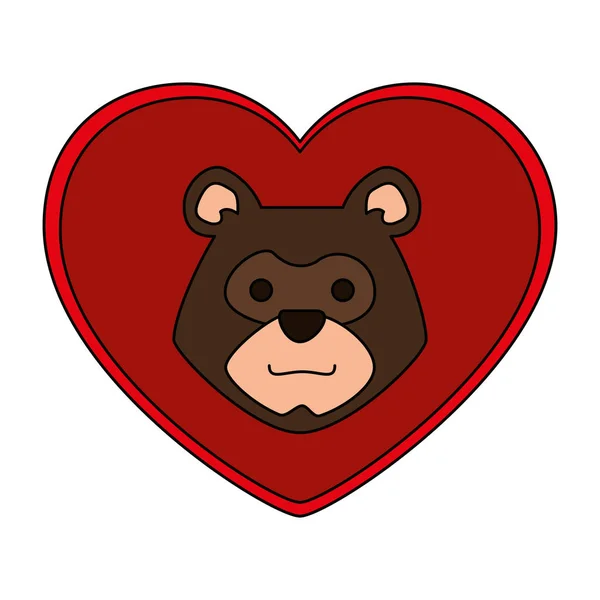 Cabeza oso grizzly con corazón — Archivo Imágenes Vectoriales