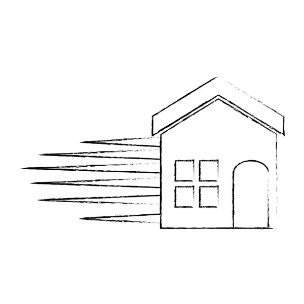 Фасад будинку силует зі швидкісними лініями — стоковий вектор