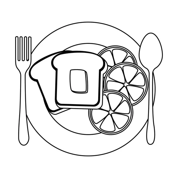 Plato con delicioso menú de desayuno — Archivo Imágenes Vectoriales