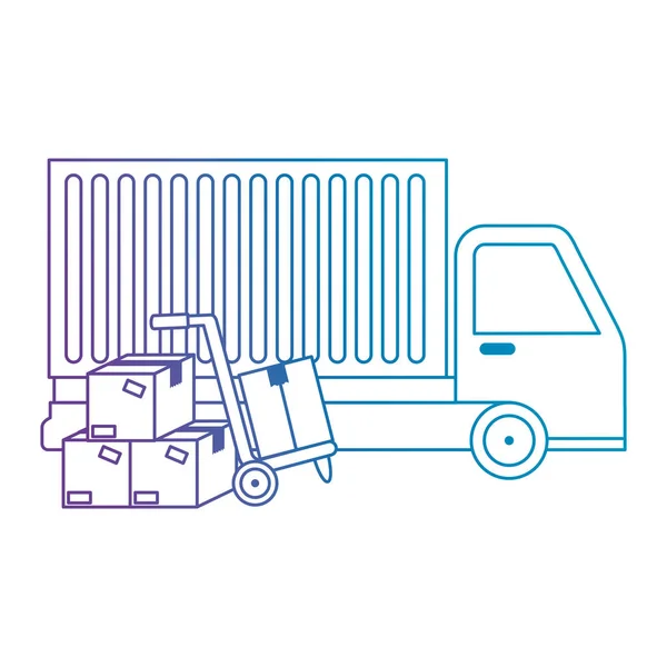 Camion de service de livraison avec chariot — Image vectorielle