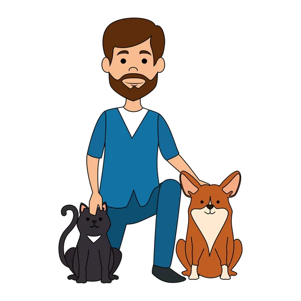 Dierenarts met honden avatar karakter — Stockvector