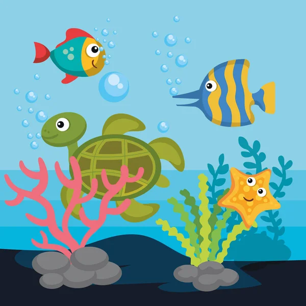 Conception de la vie marine — Image vectorielle