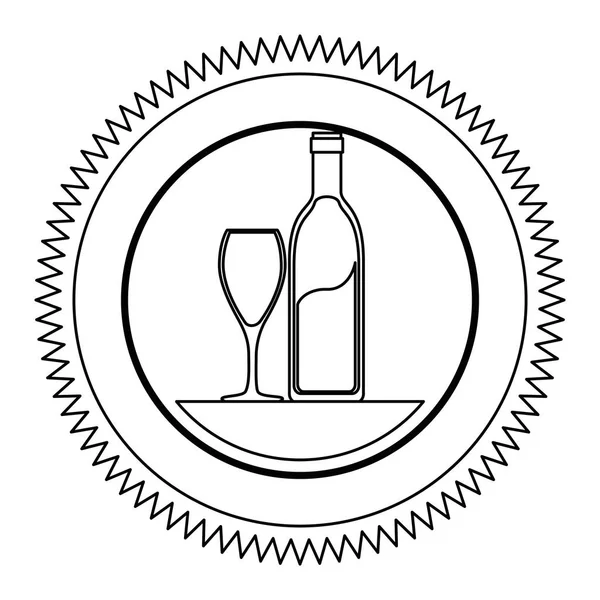 Weinflasche und Bechersiegel — Stockvektor