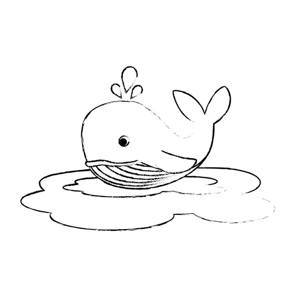 Baleia bonito no personagem oceano — Vetor de Stock