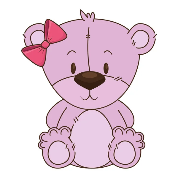 Bonito e adorável urso ursinho personagem feminino — Vetor de Stock