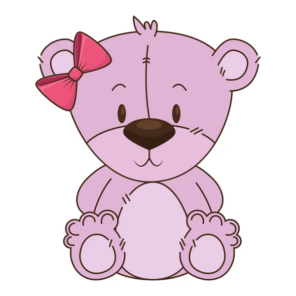 Bonito e adorável urso ursinho personagem feminino —  Vetores de Stock