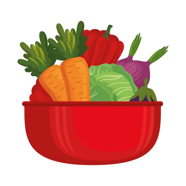 Grönsaker i kökskål — Stock vektor
