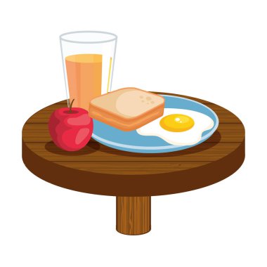 delicious breakfast in wooden table clipart