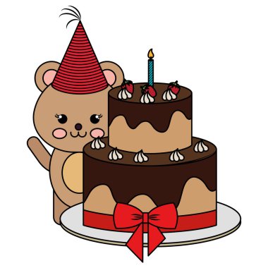 tatlı pasta kawaii karakteri ile sevimli ayı oyuncak