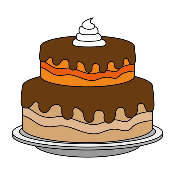 Pastel dulce y delicioso — Vector de stock