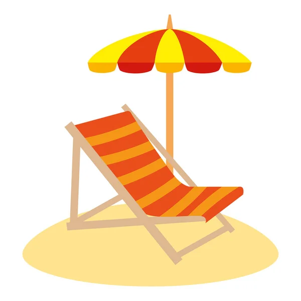 Chaise de plage avec parasol — Image vectorielle