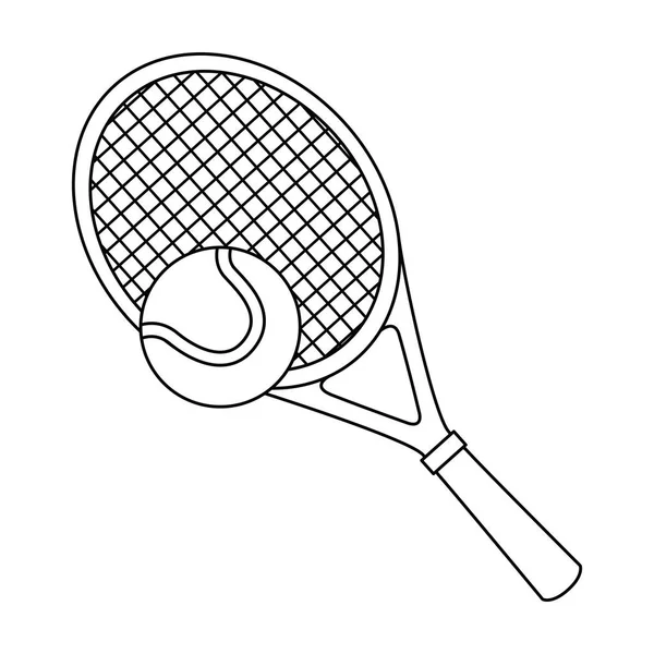 테니스 라켓과 공을 고립 된 아이콘 — 스톡 벡터