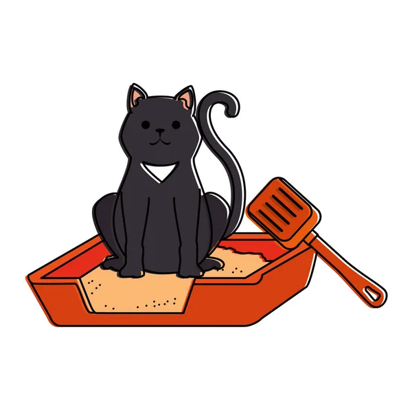 Mascote gato bonito no personagem caixa de areia — Vetor de Stock