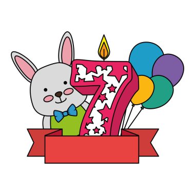 tavşan ve balonlar helyum ile sevimli numara yedi