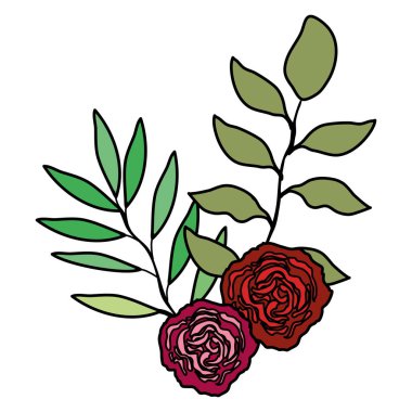 gül ve dekoratif simgesi yapraklar